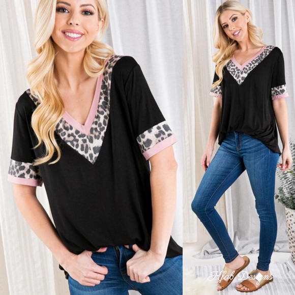 💕LAST 2! V Neck Animal Print Contrast Knit Top! - Picture 7 of 12